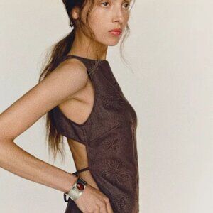 Reformation Evelina Linen Top – Cafe | Size 8 | NWT | Rare